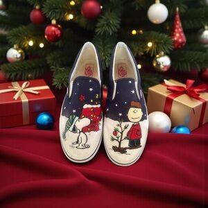 Vans X Snoopy Charlie Brown Christmas slip on men’s size 11